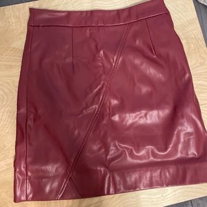 Pink Lily Burgundy Leather Skirt